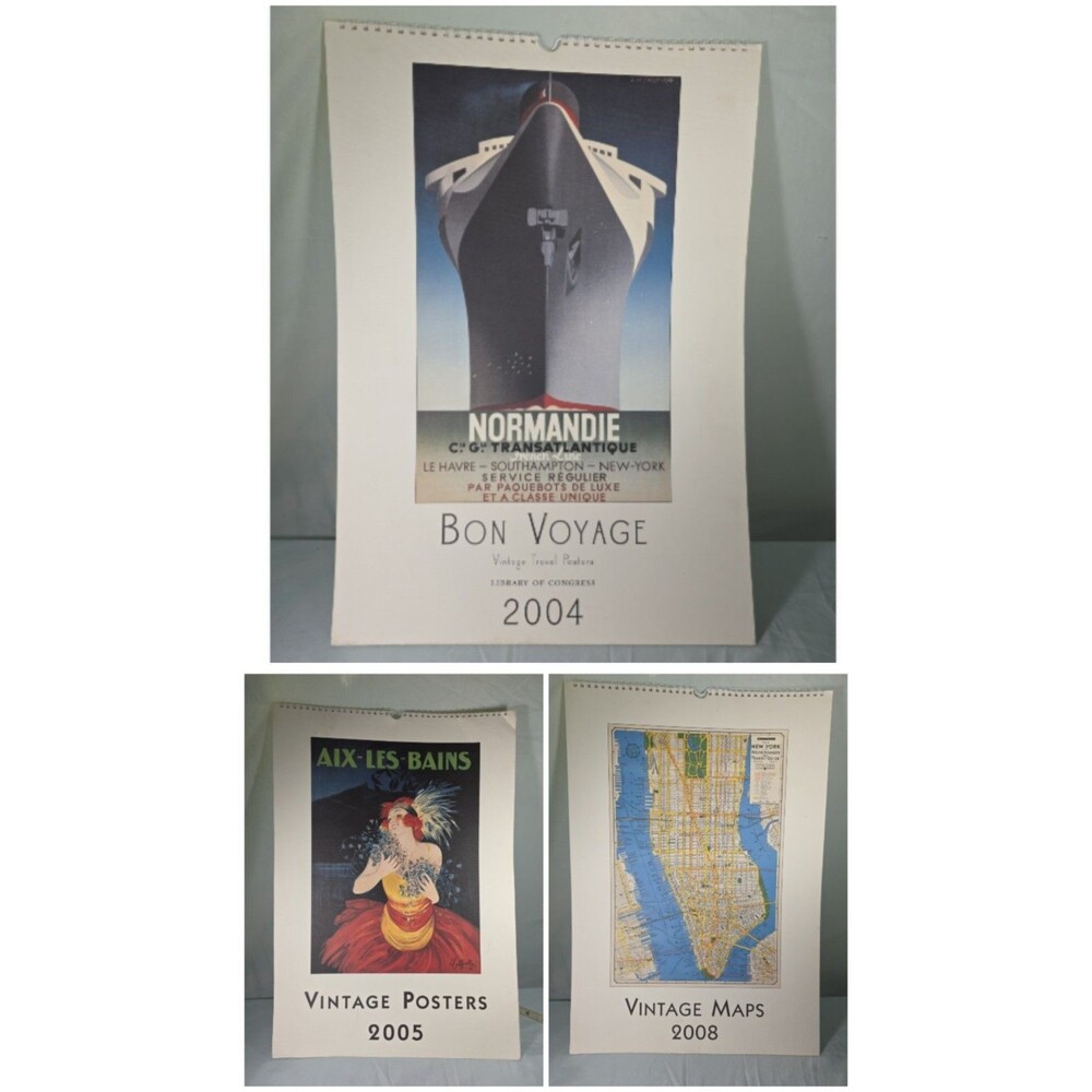 Set of 3 Vintage Cavallini & Co Wall Calendars Fine Italian Paper Posters Art